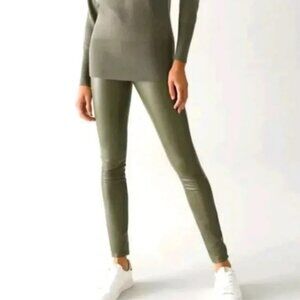 NWT WHBM Olive Vegan Faux Leather Runway Leggings 4 Regular